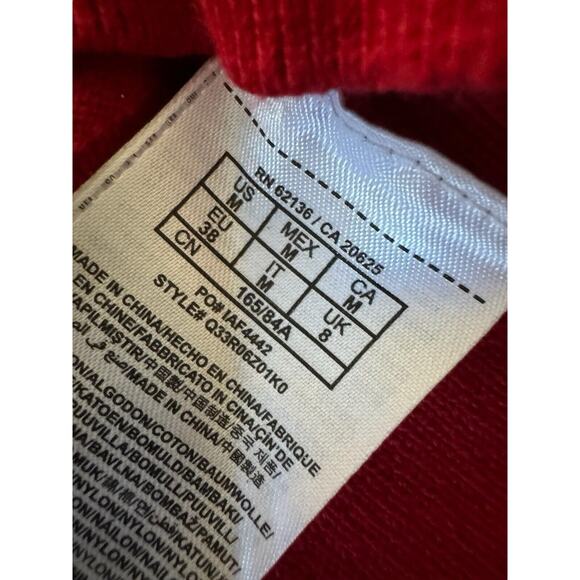 GUESS Red Medium Neck Long Sleeved Sweater Tunic Holiday Sparkle Stripes #3434 - Picture 11 of 11